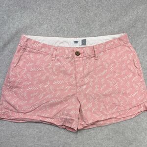 Old Navy Everyday Shorts Womens Size 6 Chino Pink Print Mid Rise 100% Cotton